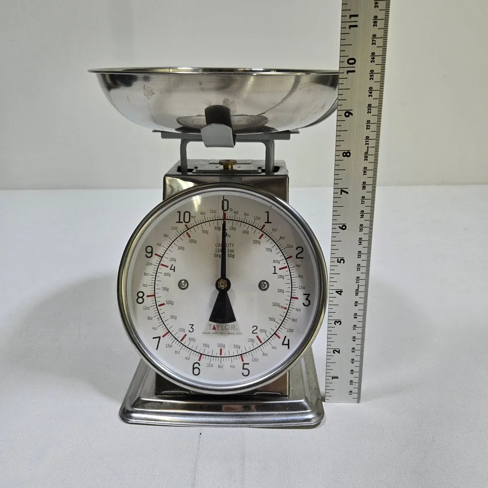 Taylor Kitchen Scale Mechanical 11lb 5kg Silver Stainless Steel Model 3710-21